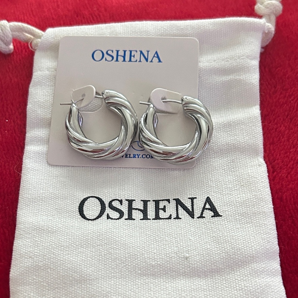 Oshena‎ designer beachwear Silver Hoop Earrings